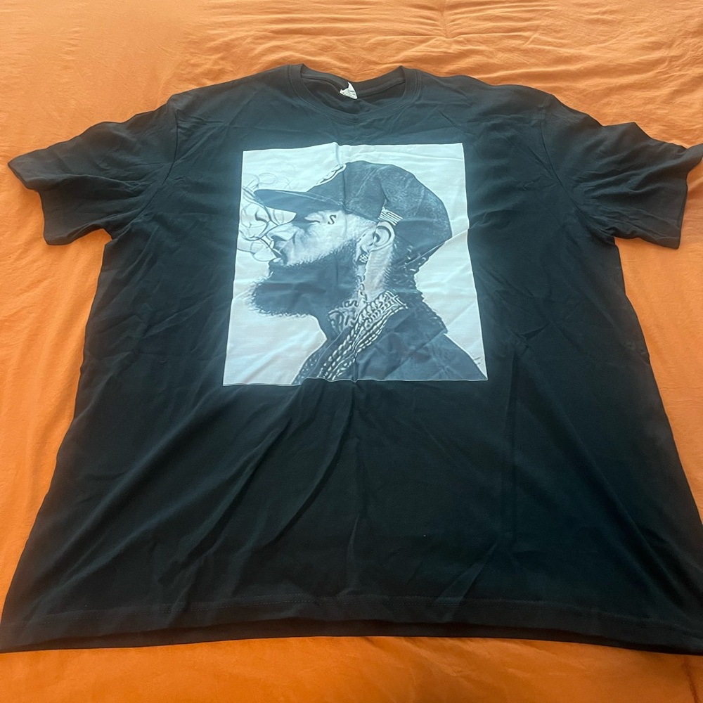 Men's Black Graphic Tee with Portrait Design